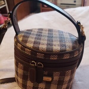 Elegant Brown Checkered Mini Bag